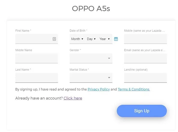 Sign up for BillEase's OPPO A5s promo by visiting the promo landing page!