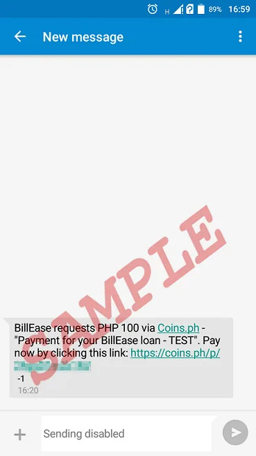 Payment request BillEase users will receive before their due date
